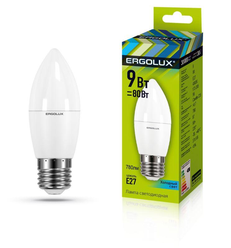 Лампа Ergolux led C35 9W E27 4K