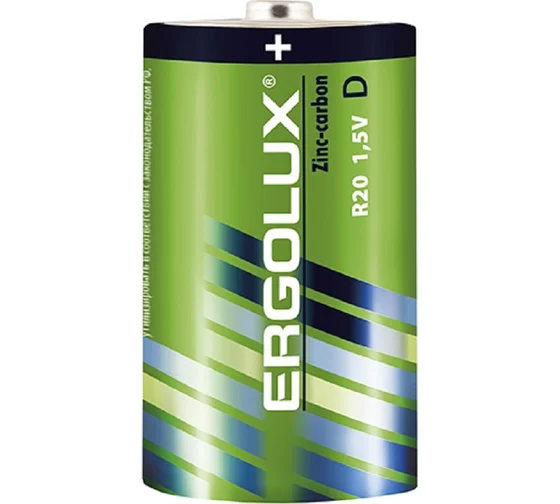 Ergolux Батарейка R20 SR2 соль 1,5в