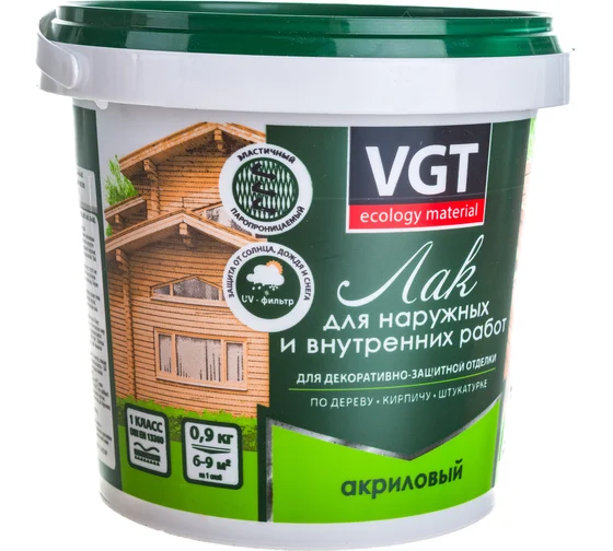 Лак акриловый для нар/внутр работ матовый 0,9кг