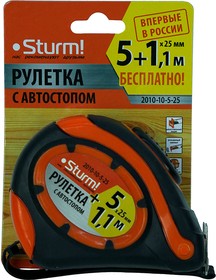 Рулетка Sturm 5*25 автостоп,двойной зацеп