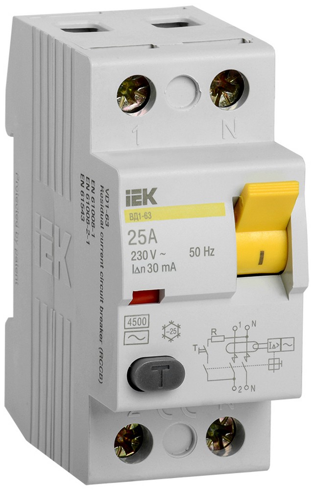 УЗО-25A 30mA 2Р ИЭК
