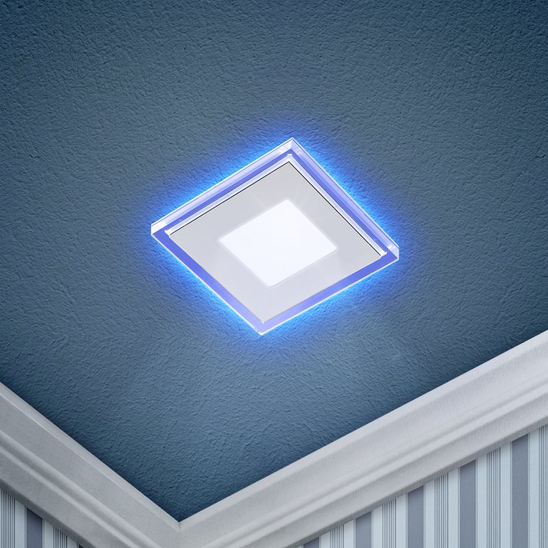 Св-к LED квадр. 4-6 с син. подсветкой