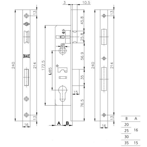 Корпус замка KALE KILIT 153Р/35