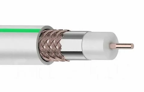 Кабель коаксиальный RG-6 МЕДЬ с зеленой полосой