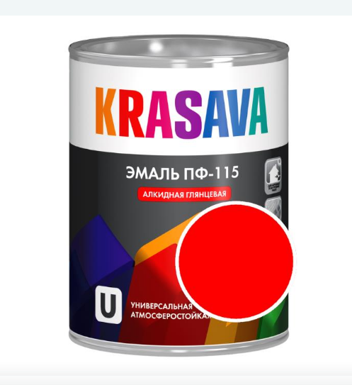 Эмаль ПФ-115 Красная КРАСАВА 0,9кг