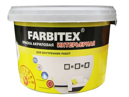 Интерьерная (13.0 кг) Краска акриловая  FARBITEX