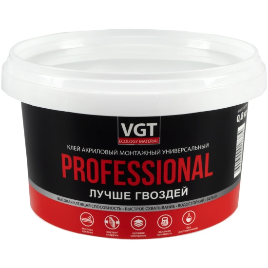 Клей акриловый монтажный универсал. белый  PROFESSIONAL 0.8к