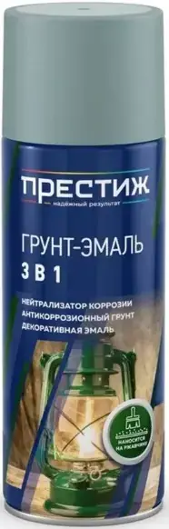 ПРЕСТИЖ аэрозоль грунт-эмаль 3в1 серая RAL 7040
