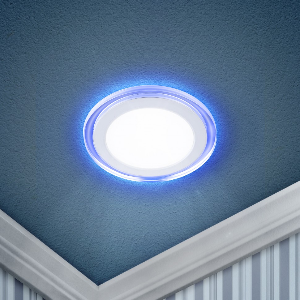 Св-к LED круглый 3-6 с син. подсветкой