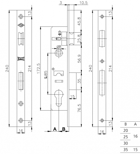 Корпус замка KALE KILIT 153р/25