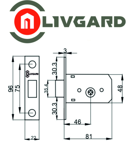 Замок врезной LIVGARD 156F-5K
