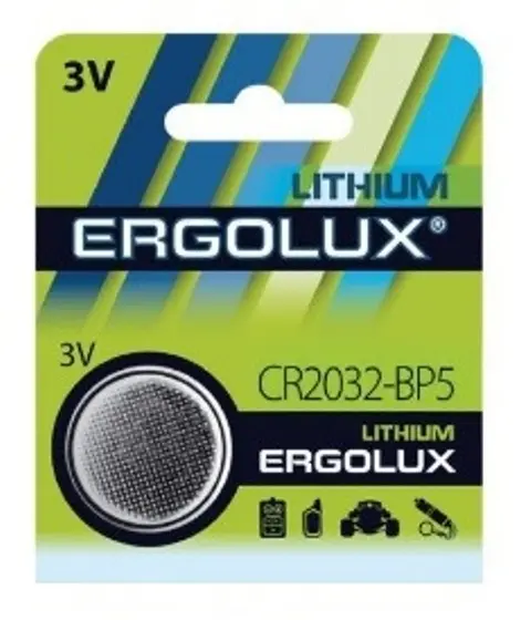 Ergolux Батарейка литиевая CR2032 BР5 3в